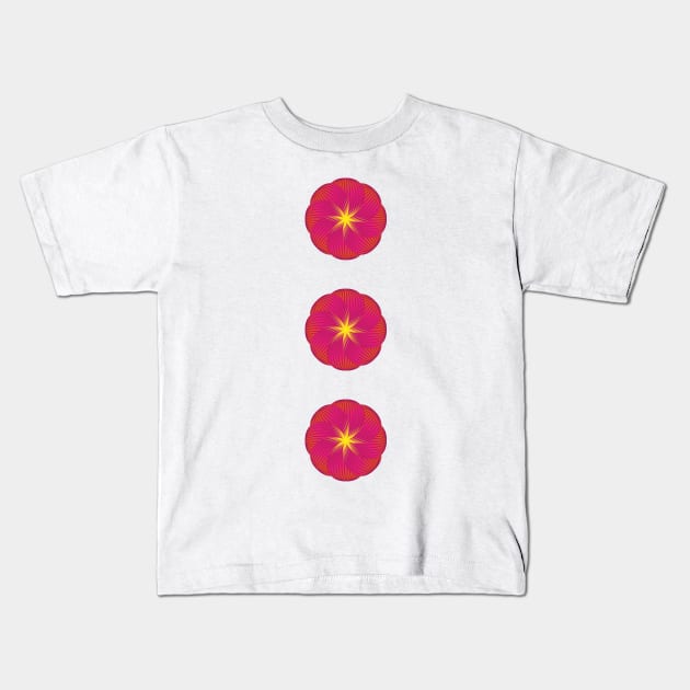 Pink and yellow flowers over mint Kids T-Shirt by marufemia